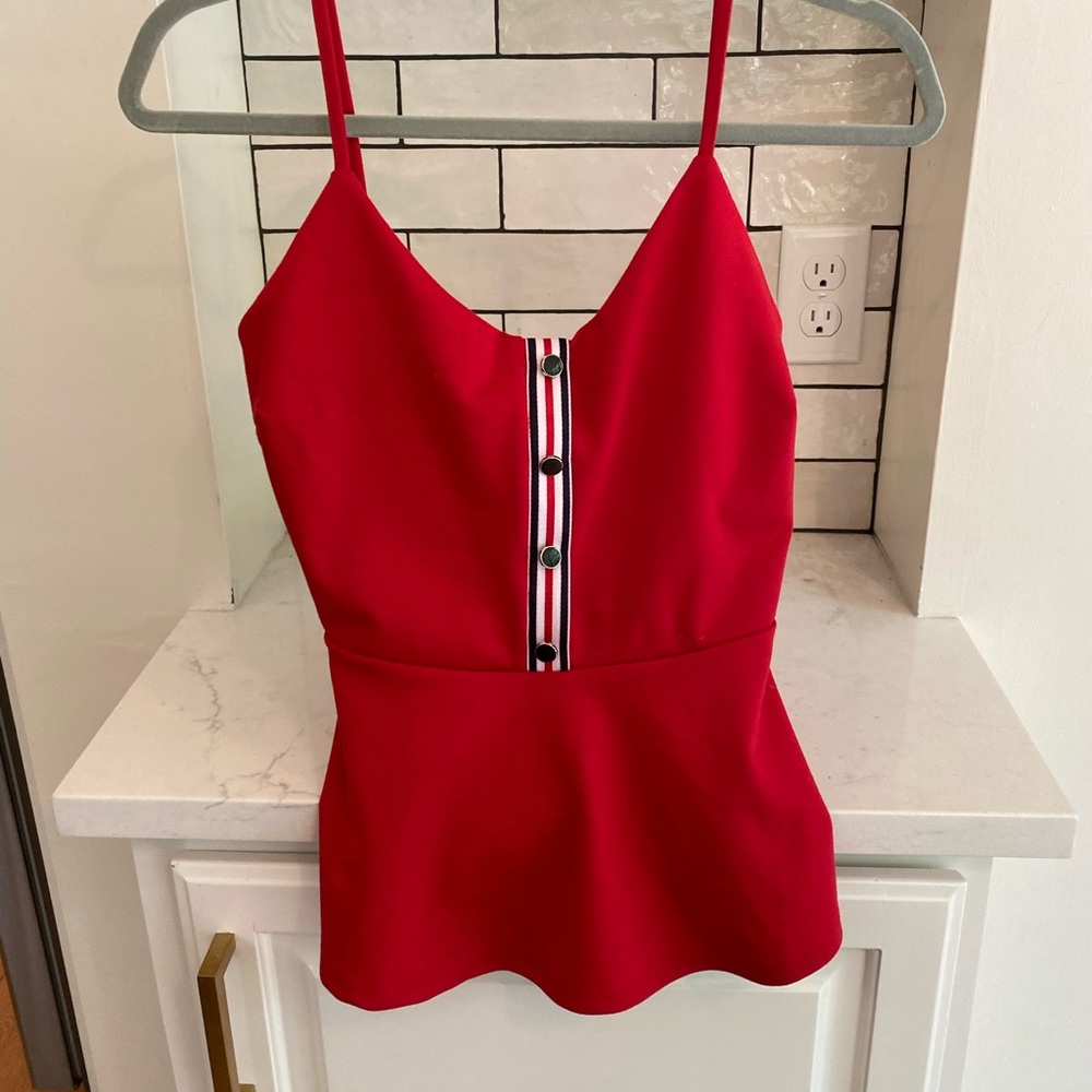 Red Ruffled Tank Top - Picture 5 of 5
